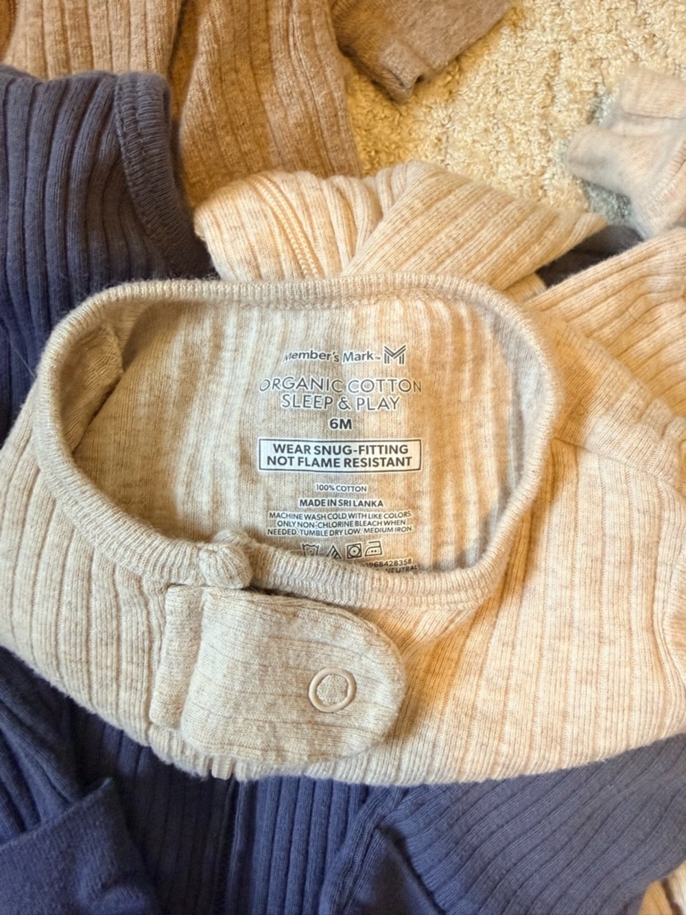 organic cotton Ribbed Zip-Front Kids Top - Blue - Picture 3 of 4